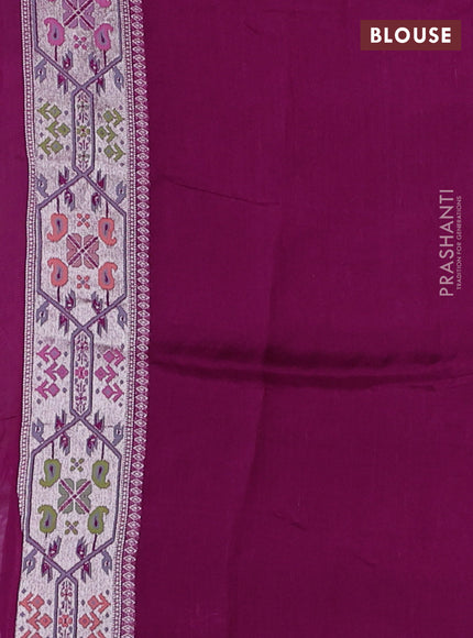 Banarasi raw silk saree purple with allover silver zari woven paithani weaves and paithani style border