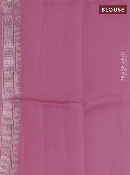 Banarasi raw silk saree light pink with allover silver zari woven paithani weaves and zari woven border