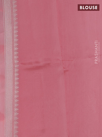 Banarasi raw silk saree peach pink with allover silver zari woven paithani weaves and zari woven border