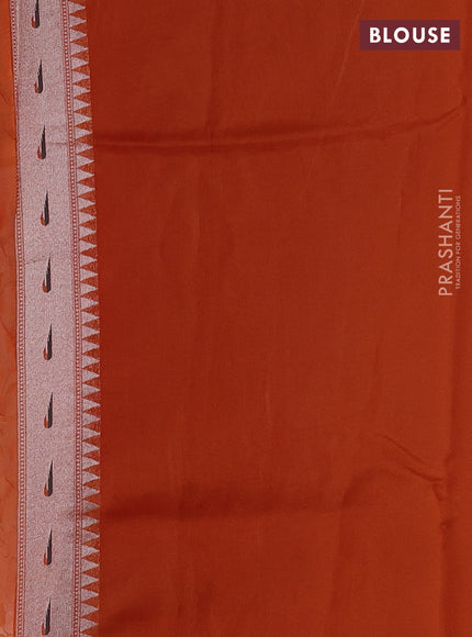 Banarasi raw silk saree orange with allover silver zari woven paithani weaves and paithani style border