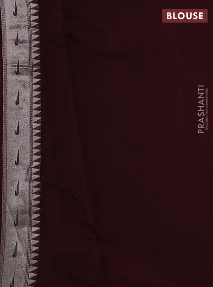 Banarasi raw silk saree coffee brown with allover silver zari woven paithani weaves and paithani style border