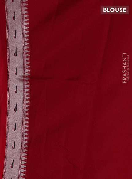 Banarasi raw silk saree red with allover silver zari woven paithani weaves and paithani style border