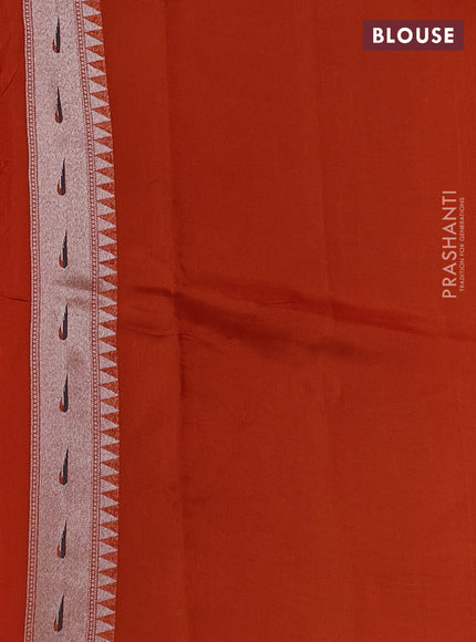 Banarasi raw silk saree orange with allover silver zari woven brocade weaves and paithani style border