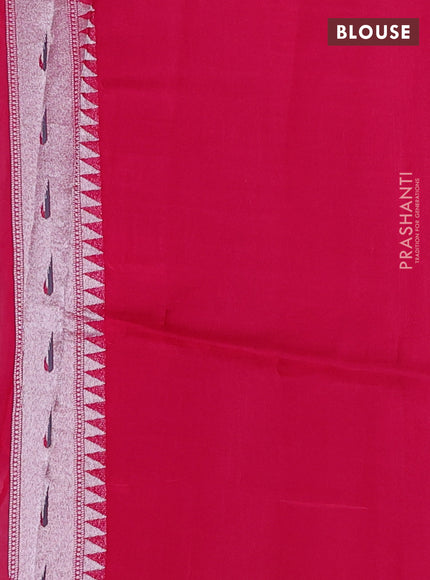 Banarasi raw silk saree pink with allover silver zari woven brocade weaves and paithani style border