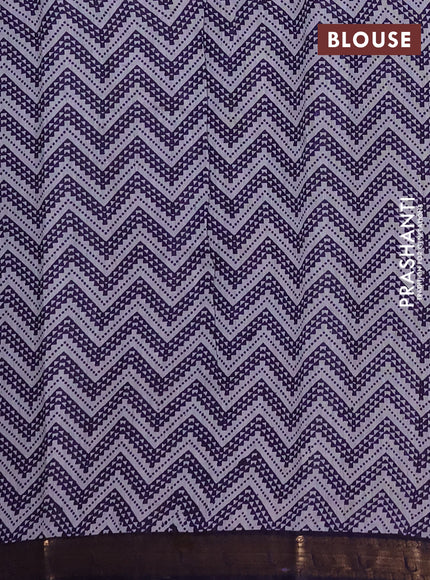Semi maheshwari cotton saree navy blue with allover ajrakh prints and zari woven muniya style border