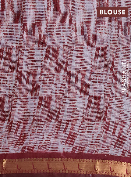 Semi maheshwari cotton saree deep violet and maroon with allover floral butta prints and zari woven muniya style border