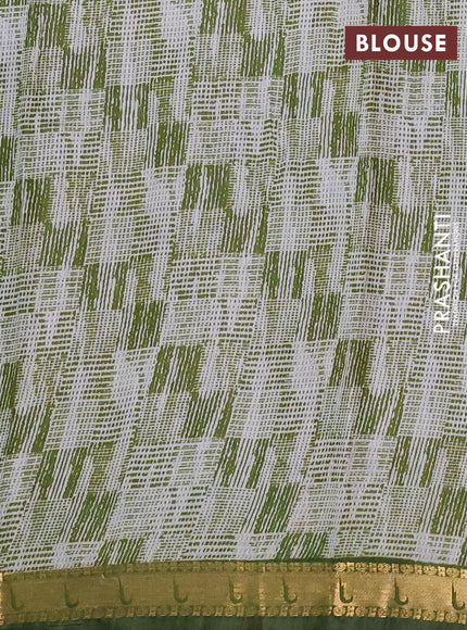 Semi maheshwari cotton saree dark mustard and green with allover floral butta prints and zari woven muniya style border