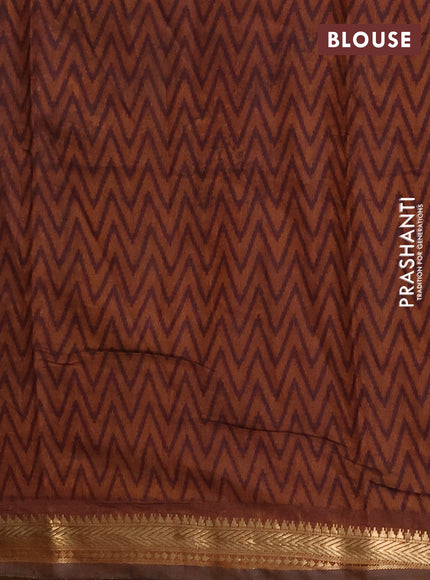 Semi maheshwari cotton saree mustard yellow and dark mustard with allover butta prints and zari woven border