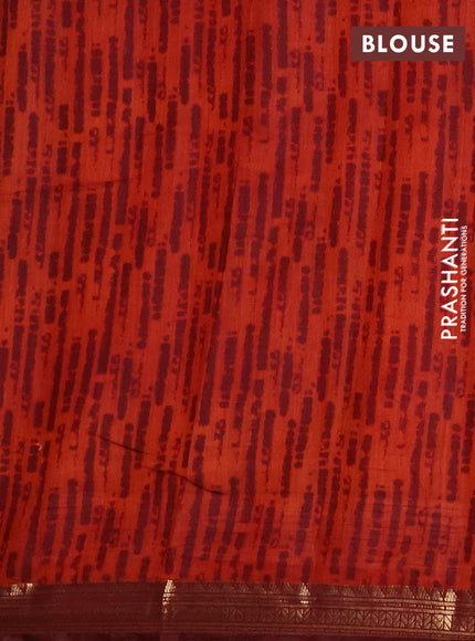 Semi maheshwari cotton saree black and maroon with allover geometric prints and zari woven border