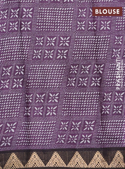 Semi maheshwari cotton saree grey purple and coffee brown with allover floral prints and zari woven border