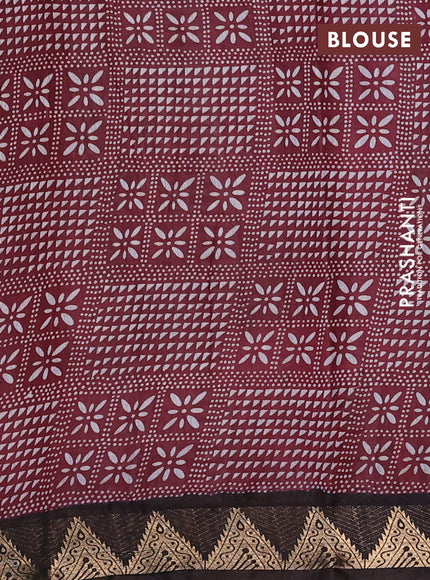 Semi maheshwari cotton saree grey maroon and coffee brown with allover floral prints and zari woven border