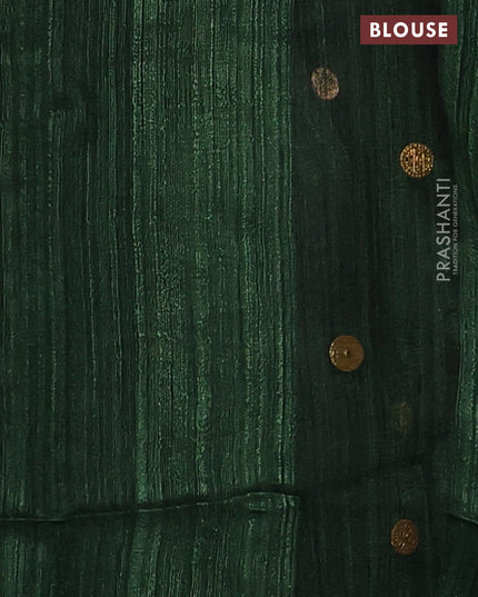 Matka silk saree bottle green with allover coin buttas in borderless style