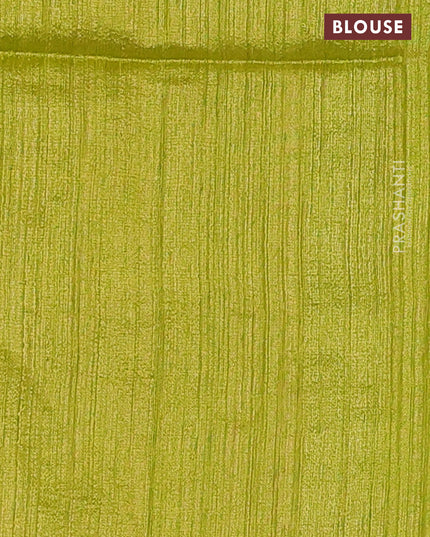 Matka silk saree lime green with allover coin buttas in borderless style