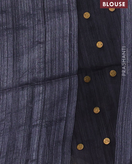 Matka silk saree grey with allover coin buttas in borderless style