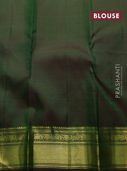Pure kanchipuram silk saree dual shade of green with zari woven buttas and zari woven border