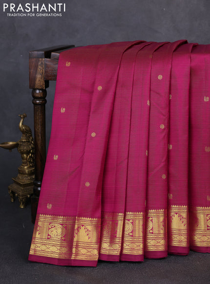 Pure kanchipuram silk saree wine shade with allover vairaosi pattern & zari buttas and zari woven border
