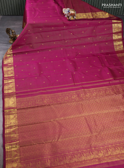 Pure kanchipuram silk saree wine shade with allover vairaosi pattern & zari buttas and zari woven border