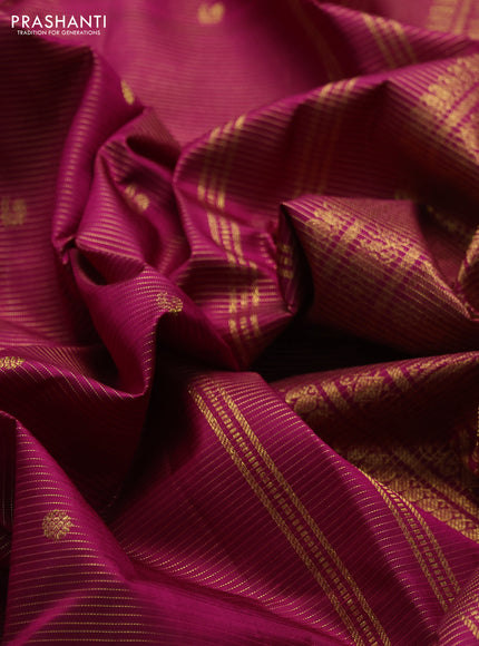 Pure kanchipuram silk saree wine shade with allover vairaosi pattern & zari buttas and zari woven border