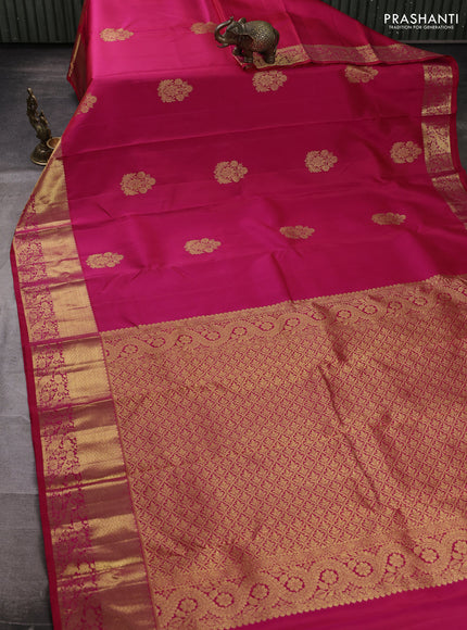 Pure kanchipuram silk saree pink with zari woven buttas and zari woven border