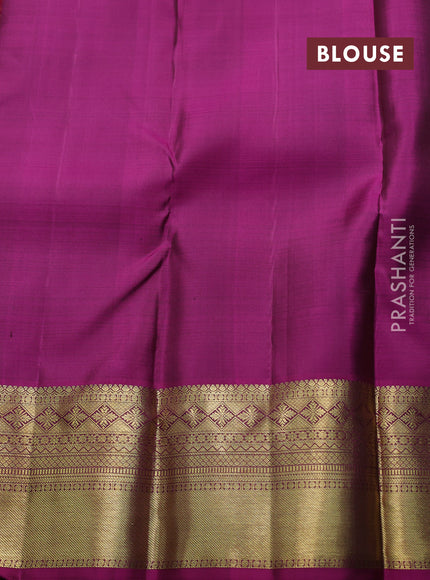 Pure kanchipuram silk saree green and magenta pink with zari woven buttas and zari woven border