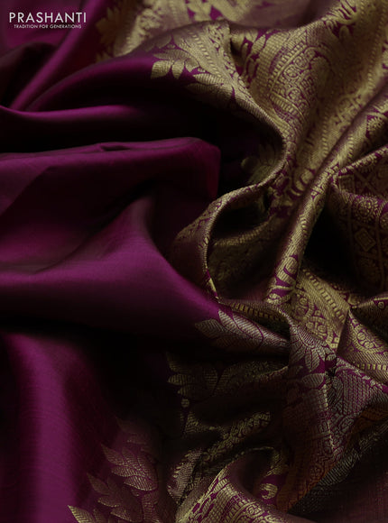 Pure kanchipuram silk saree wine shade with zari woven buttas and zari woven border
