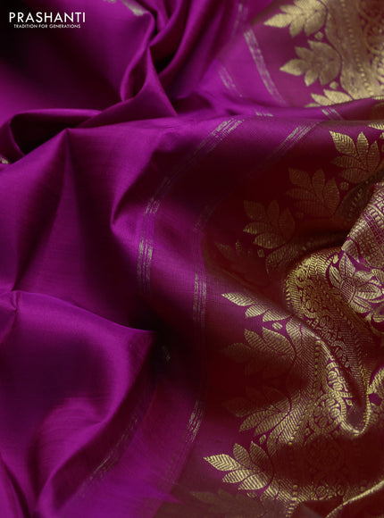 Pure kanchipuram silk saree purple and pink with zari woven buttas and zari woven border