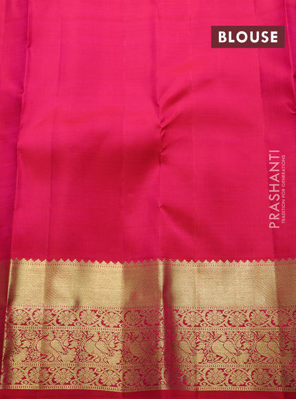 Pure kanchipuram silk saree purple and pink with zari woven buttas and zari woven border