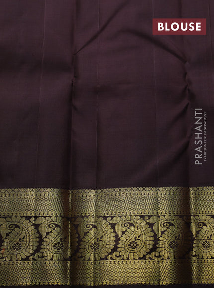 Pure kanchipuram silk saree rustic orange and coffee brown with zari woven buttas and zari woven border