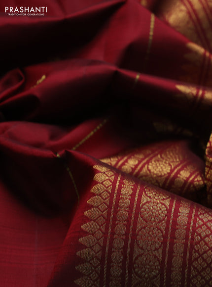 Pure kanchipuram silk saree deep maroon with zari woven buttas and zari woven border