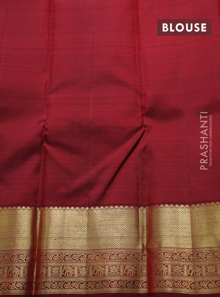 Pure kanchipuram silk saree deep maroon with zari woven buttas and zari woven border