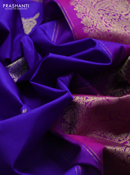 Pure kanchipuram silk saree royal blue and pink with zari woven buttas and zari woven border