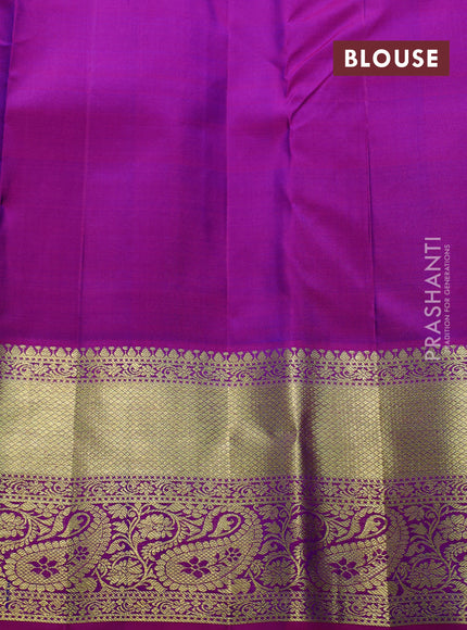 Pure kanchipuram silk saree royal blue and pink with zari woven buttas and zari woven border
