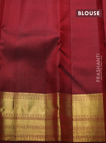 Pure kanchipuram silk saree mustard yellow and deep maroon with zari woven buttas and zari woven border