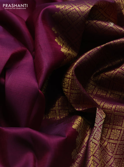 Pure kanchipuram silk saree deep wine shade with zari woven buttas and zari woven border