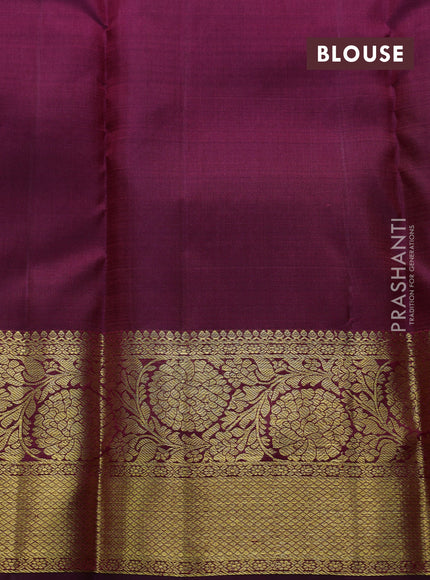 Pure kanchipuram silk saree deep wine shade with zari woven buttas and zari woven border