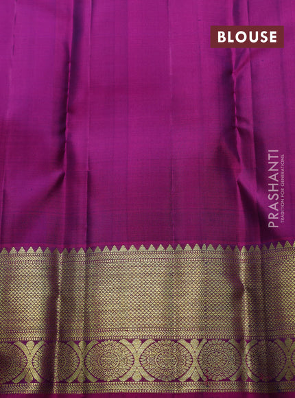 Pure kanchipuram silk saree deep violet and pink with zari woven buttas and zari woven border