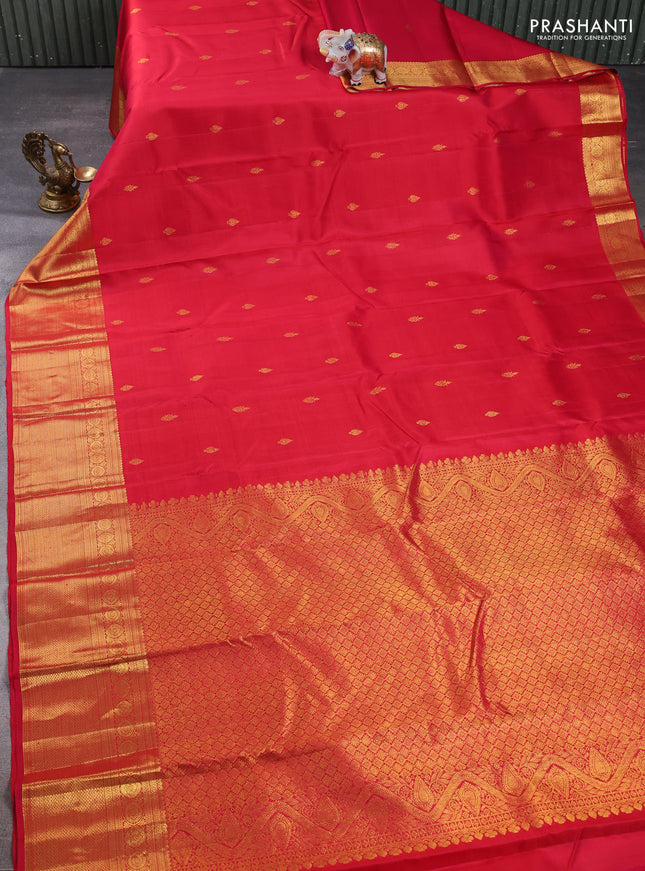 Pure kanchipuram silk saree red with zari woven buttas and zari woven border