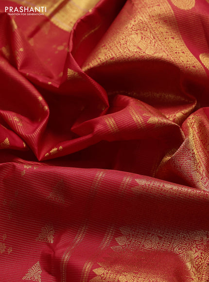 Pure kanchipuram silk saree red with allover vairaosi pattern & zari buttas and zari woven border