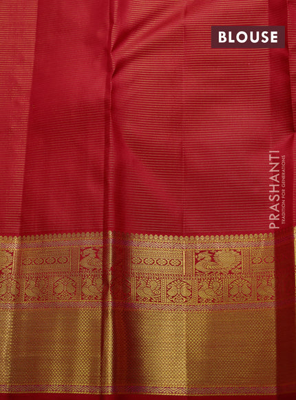 Pure kanchipuram silk saree red with allover vairaosi pattern & zari buttas and zari woven border