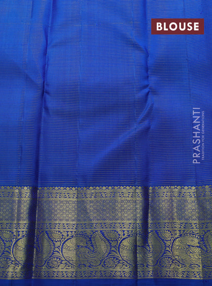 Pure kanchipuram silk saree purple and cs blue with allover vairaosi pattern & zari buttas and zari woven border