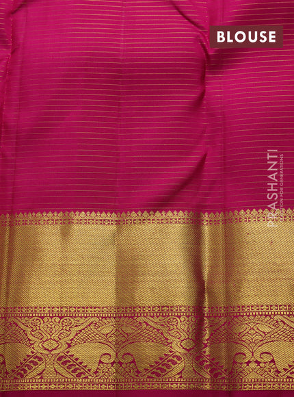 Pure kanchipuram silk saree deep wine and pink with allover zari small checks & buttas and rich zari woven border