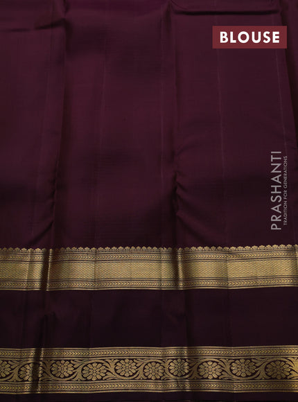 Pure kanchipuram silk saree rustic orange and coffee brown with allover zari checks & buttas and rettapet zari woven border