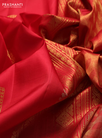 Pure kanchipuram silk saree red with zari woven buttas and long zari woven border