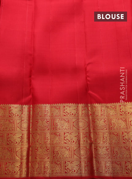 Pure kanchipuram silk saree red with zari woven buttas and long zari woven border