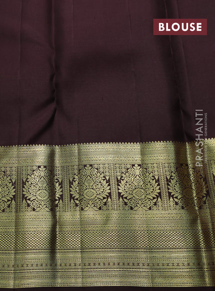 Pure kanchipuram silk saree rosy brown and coffee brown with allover zari small checks & buttas and long zari woven border