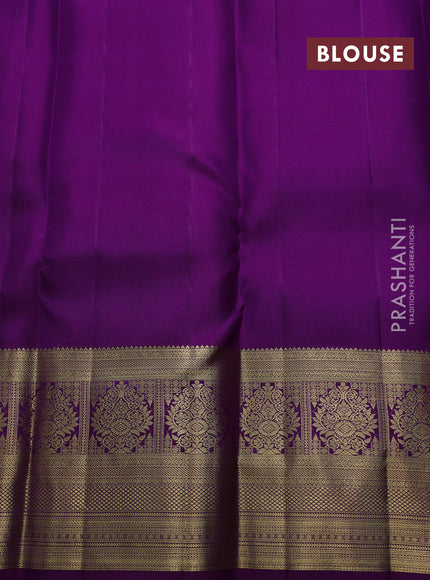 Pure kanchipuram silk saree mild purple shade and purple with allover zari checks & buttas and long zari woven border