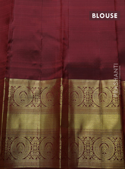 Pure kanchipuram silk saree deep maroon with zari woven buttas and long zari woven border