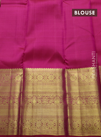 Pure kanchipuram silk saree pink with zari woven buttas and long zari woven border