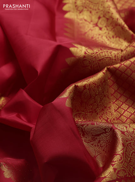 Pure kanchipuram silk saree red with zari woven buttas and long zari woven border