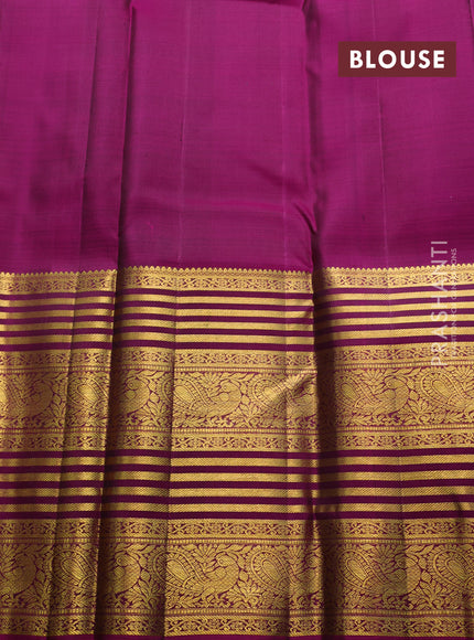 Pure kanchipuram silk saree green and pink with zari woven buttas and long zari woven border